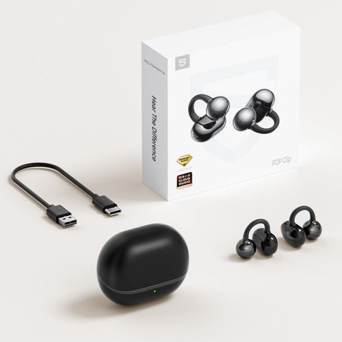 POP Clip on Open Ear Kopfhörer Bluetooth5.4, Leicht Bequem, Ohrclip mit APP, 30 Std Spielzeit, IPX5 Wasserdicht, Pendler/Sport/Laufen