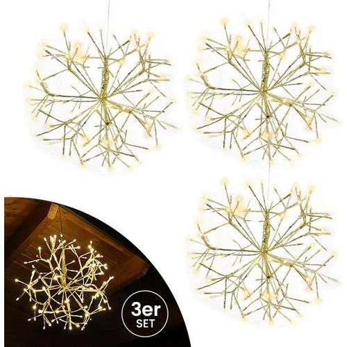 Weihnachtsdekoration Goldstern 45 cm 3er Set mit 120 LED warmweiß Timer-Funktion LED-Weihnachtsstern