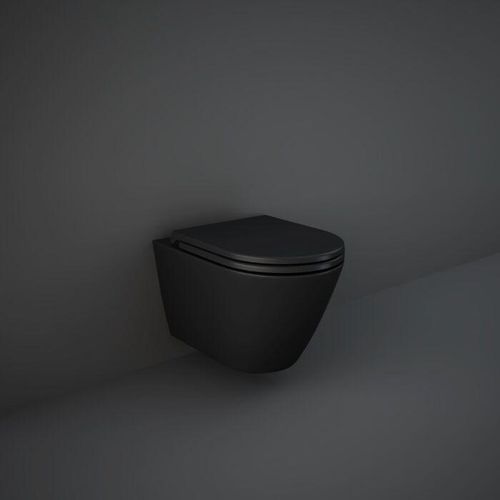 RAK Feeling WC Set mit WC-Sitz spülrandlos, schwarz matt