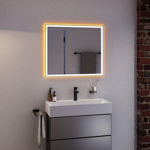 hansgrohe Xarita E Spiegel 54987700 mit kapazitiven Berührungssensor, 800 x 700 x 50 mm, weiß matt