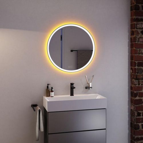 hansgrohe Xarita S Spiegel 54982700 mit kapazitiven Berührungssensor, 700 x 700 x 50 mm, weiß matt
