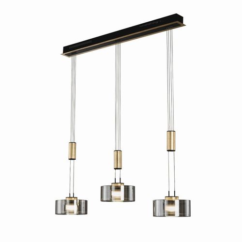 Fischer & Honsel Led-Hängeleuchte Lavin, Schwarz, Metall, Glas, warmweiß, 20x160x100 cm, höhenverstellbar, Lampen & Leuchten, Innenbeleuchtung, Leuchten nach Räumen, Wohnzimmerlampen