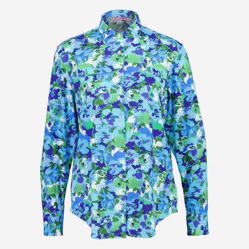 Grün-blaue Hemdbluse mit Blumenmuster Image