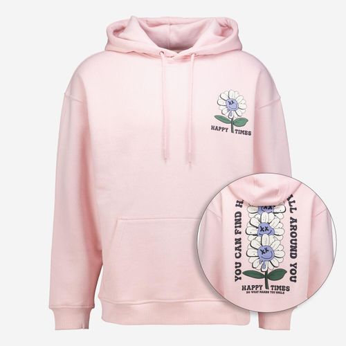 Rosafarbener Kapuzenpullover mit Blumenmotiv Image