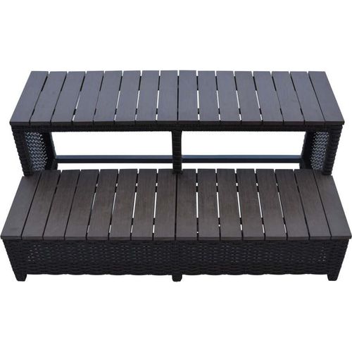 Stufen im Rattan Design - Randmöblierung für eckige Whirlpools, Länge: 100 cm