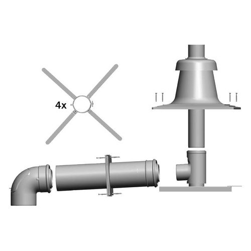Wolf Anschluss-Set DN80/125 an Abgasleitung f. Schachteinbau, Edelstahl