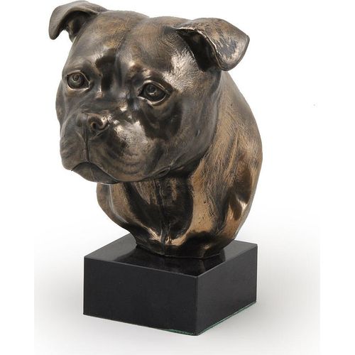 Staffordshire Bull Terrier, Staffordshire Bullterrier I - Hundestatue, Büste auf Steinsockel, Skulptur, Trophäe für Hundeausstellung der Marke Art-Dog