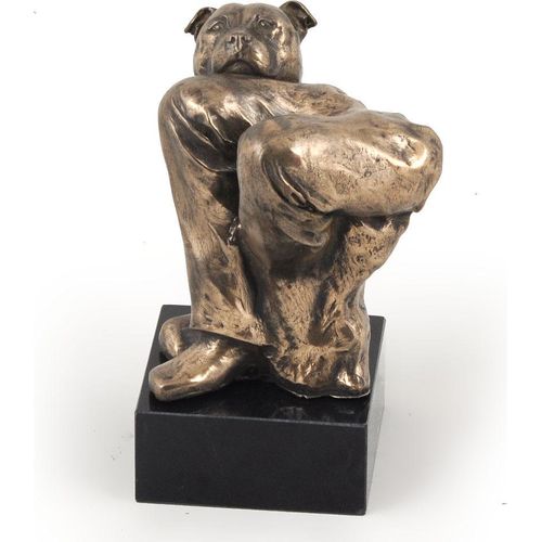 Staffordshire Bull Terrier, Staffordshire Bullterrier II - Hundestatue, Büste auf Steinsockel, Skulptur, Trophäe für Hundeausstellung der Marke Art-Dog