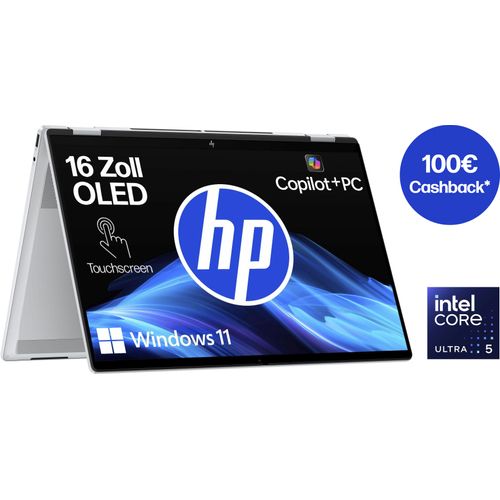 HP Convertible Notebook "OmniBook X Flip 16-as0252ng", glacier silber, 16 GB RAM 512 GB SSD, Core Ultra 5, Windows 11 Home, Notebooks