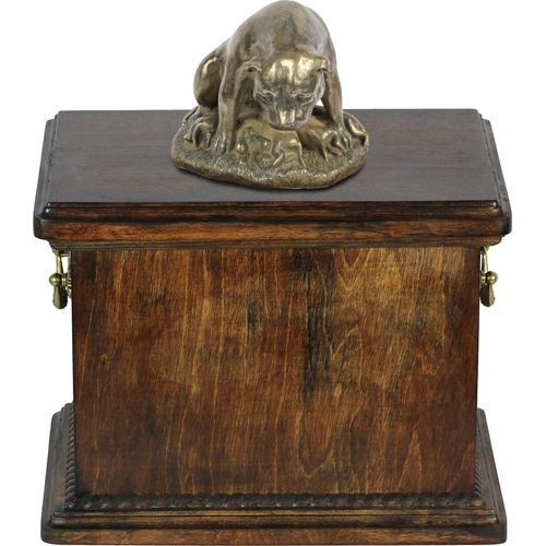 Staffordshire Bull Terrier, Staffordshire Bullterrier I eine Urne für die Asche des Hundes, eine Urne mit einer Statue, eine elegante Urne im klassischen Stil der Marke Art-Dog