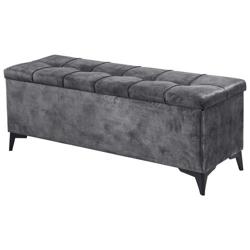 Modante Bettbank , Anthrazit , Textil , 2-Sitzer , 139x58x50 cm , Truhe im Sitz , Wohnzimmer, Hocker, Sitzhocker
