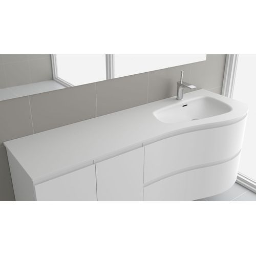 Waschtisch MAM 1510 links ohne Siphon und Clickerabfluss SOLID SURFACE 1510 x 12 x 510 mm