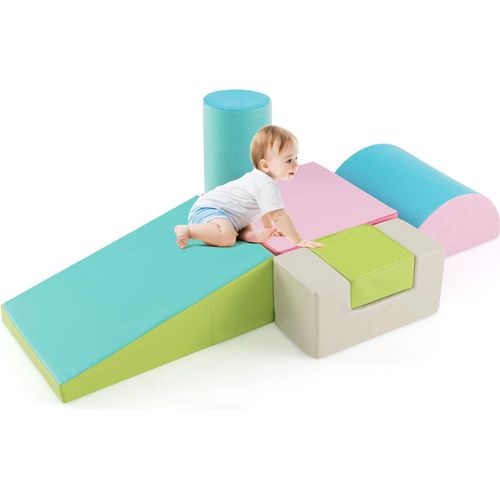 GOPLUS 6 TLG. Schaumstoffbausteine, Softbausteine aus Kunstleder & Schaumstoff, Großbausteine Softbaus für Babys & Kinder im Alter von 1–3 Jahren