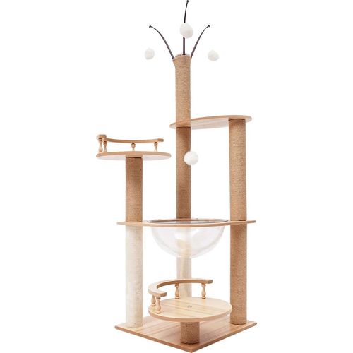 Katzenbaum, 4-stöckiges Design, sichere Aussichtsplattformen, Holz, 4XL