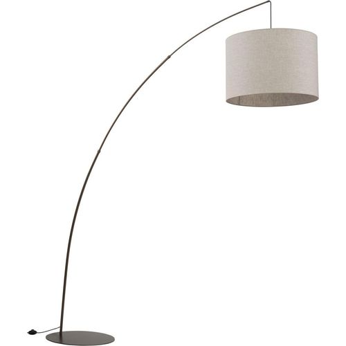 Bogenlampe Stoff Metall E27 245 cm hoch Braun Beige Modern