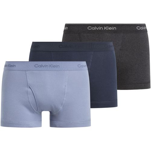 Trunk "TRUNK 3PK", Herren, Gr. M (50), blau (ink, charcoal heather, troposphere), Jersey, Obermaterial: 100% Baumwolle, CALVIN KLEIN UNDERWEAR, unifarben, körpernah, Unterhosen, mit Logo-Elastikbund