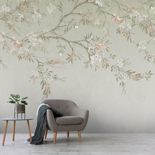 Fototapete ART FOR THE HOME "Blütenpfad", grün, H:2,8m L:2,8m, Vlies, Tapeten, Design Tapeten