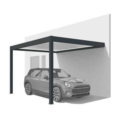 Carport adossé anthracite avec éclairage LED intégré – Structure robuste Image
