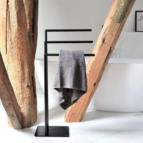 Sealskin Tube Handtuchhalter 3-armig, Handtuchstnder freistehend mit 3 Handtuchstangen, auch als Kleiderstnder zu verwenden, Metall, Schwarz