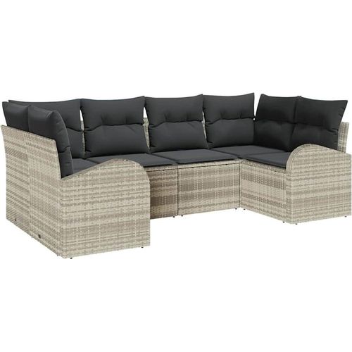 SYFAX™ Garten-Sofa-Set mit Kissen 6 pcs Hellgrau Poly Rattan Image