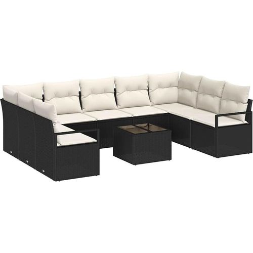 vidaXL Sofa Set mit Kissen 10 pcs Schwarz Poly-Rattan Image