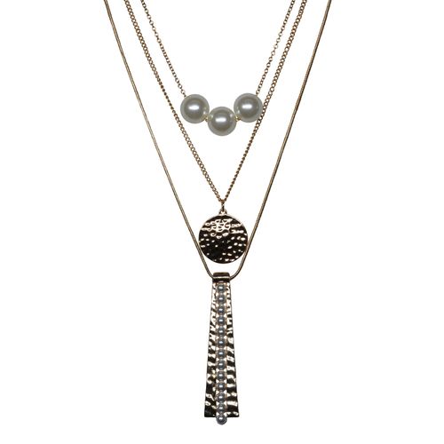 Lange Kette FIRETTI "Schmuck Geschenk Multi-Row Longkette", gold (gelbgoldfarben, weiß), Halsketten, Damen, Metall, L: 68 70 72, mit Kunststoffperle