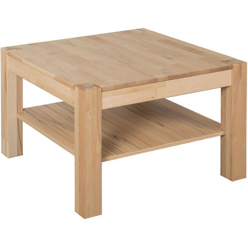 Couchtisch VOGL MÖBELFABRIK "Toronto", beige (kernbuche, kernbuche, kernbuche), B:70cm H:46cm T:70cm, Tische, Couchtisch Eckige Couchtische Holz-Couchtische, in 2 Größen, mit Ablageboden, teilmassiv, Höhe 46 cm, Made in Germany