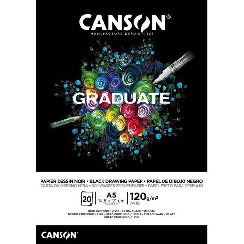 Canson Graduate Black Paper Pad A5 120G 20 SH
