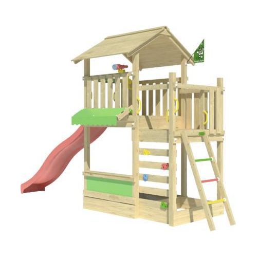 Spielhaus mit Stelzen Jungle Gym 440 x 165 cm Holz rot