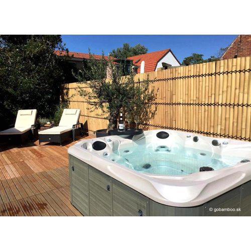 Paneel aus halbrunden Bambusstangen in Naturfarbe, 90 x 200 cm (Bambuszaun)