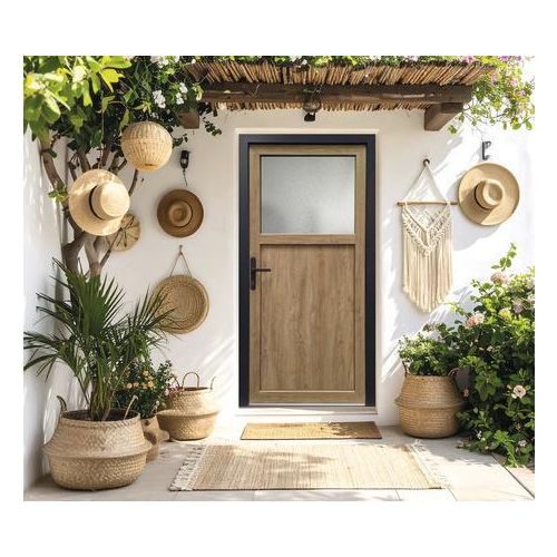 Nebeneingangstür Pro M01 weiß/turner oak 1080x2080 mm DIN Rechts