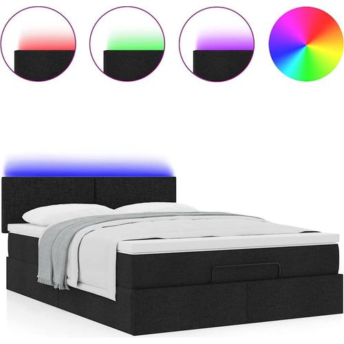 SYFAX™ Ottomane Bett mit Matratze & LEDs Schwarz 140x200 cm Stoff Image