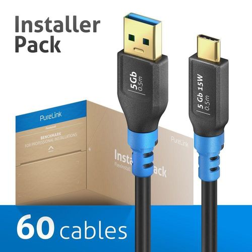PureLink FlexInstall USB-C auf USB-A Kabel USB 3.0 5Gbps 0.50m - Installer Pack 60 Stk.