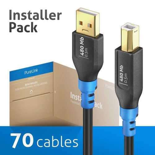 PureLink FlexInstall USB-A auf USB-B Kabel USB 2.0 480Mbps 0.50m - Installer Pack 70 Stk.