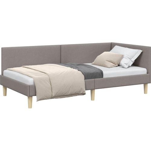 vidaXL Eckbettgestell Taupe 80 cm x 200 cm Stoff und Sperrholz
