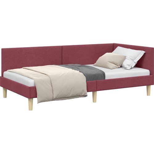 vidaXL Eckbettgestell Weinrot 80 cm x 200 cm Stoff und Sperrholz