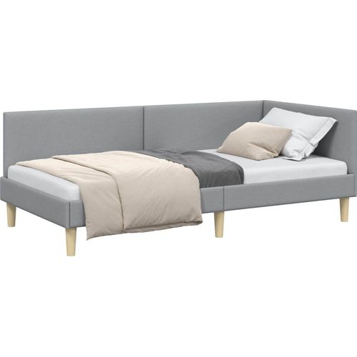 vidaXL Eckbettgestell Hellgrau 80 cm x 200 cm Stoff und Sperrholz