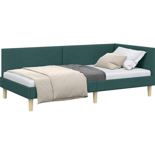 vidaXL Eckbettgestell Dunkelgrün 80 cm x 200 cm Stoff und Sperrholz