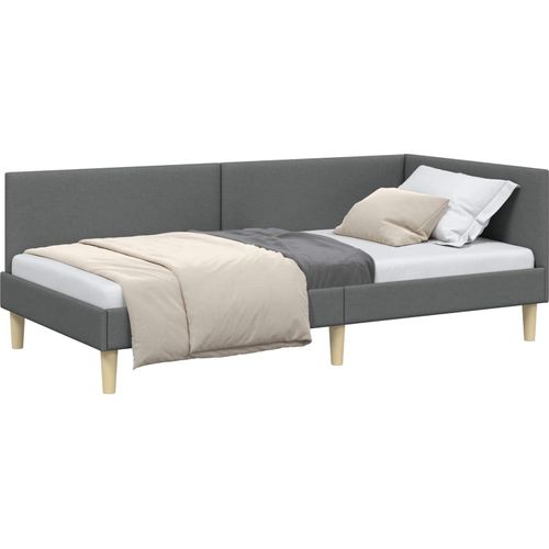 vidaXL Eckbettgestell Dunkelgrau 90 cm x 200 cm Stoff und Sperrholz