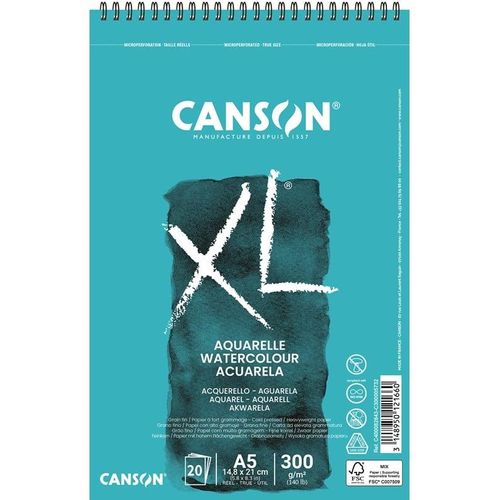 Canson XL Aquarelle CP A5 300G Spiral 20 SH