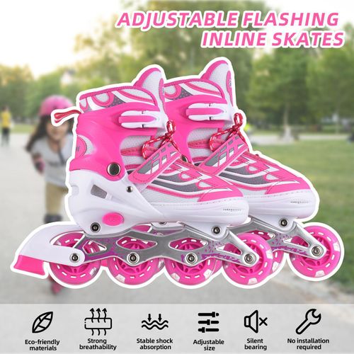 Verstellbare, leuchtende Kinder-Inline-Skates für Jungen und Mädchen, anfängerfreundlich, umweltfreundlich, atmungsaktiv, Kleinkinder-Schuhgröße 28–41