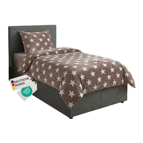 NYVI Winter Bettwäsche CozyStar Soft 2-teilig 1x Bettbezug 135x200 + 1x Kissenbezug 80x80 Sterne Farbe:Aubergine