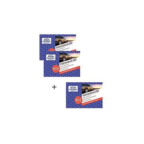 Fahrtenbuch AVERY® Zweckform 222-3P, Sonderaktion mit 3 x Fahrtenbuch 222, DIN A6 quer, von Rechtsexperten geprüft, mit Ausfüllhilfe, FSC®-Papier