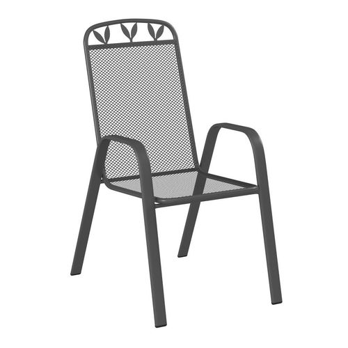 Ambia Garden Stapelsessel , Dunkelgrau , Metall , Flachrohr , 55x97x76 cm , stapelbar , Gartenmöbel, Gartenstühle, Gartenstühle stapelbar