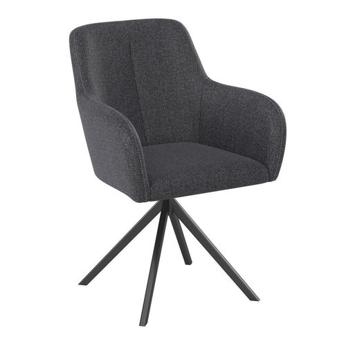 Ambia Garden Gartenstuhl, Anthrazit, Dunkelgrau, Metall, Textil, Drehkreuz, 62x87x62 cm, Sitzfläche 360° drehbar, Gartenmöbel, Gartenstühle, Gartenstühle
