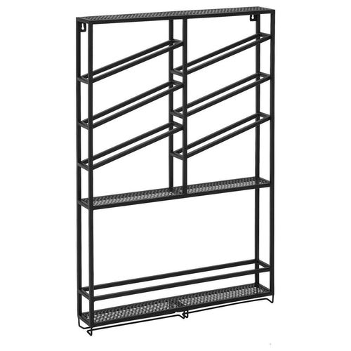 Carryhome Weinregal , Schwarz , Metall , 9 Fächer , 68x100x11 cm , Küchen, Küchenmöbel, Küchenregale
