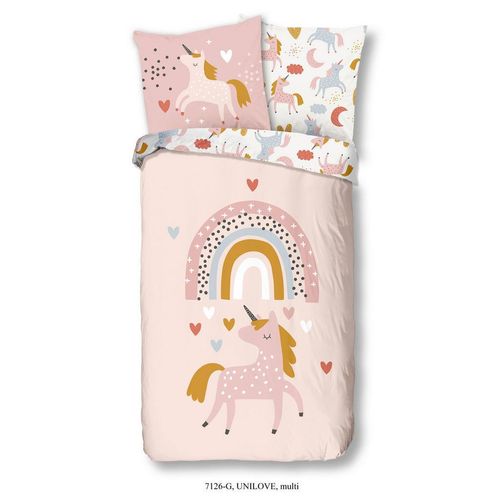 Mid.you Kinderbettwäsche, Rosa, Textil, Einhorn, 135x200 cm, Oeko-Tex® Standard 100, pflegeleicht, atmungsaktiv, weiche und anschmiegsame Oberfläche, Schlaftextilien, Bettwäsche, Kinderbettwäsche