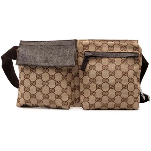 Gucci Bauchtaschen - GG Canvas Double Pocket Belt Bag - Gr. ONE SIZE - in Braun - für Damen Image
