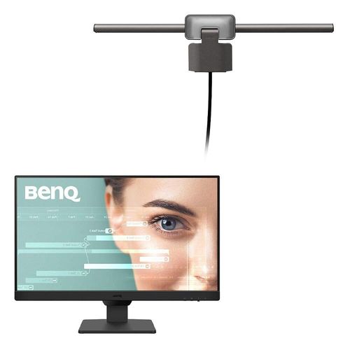 BenQ Monitor GW2490 Full HD LED 60,45 cm (23,8") + BenQ Screenbar Halo 2 - LED-Monitorlampe schwarz