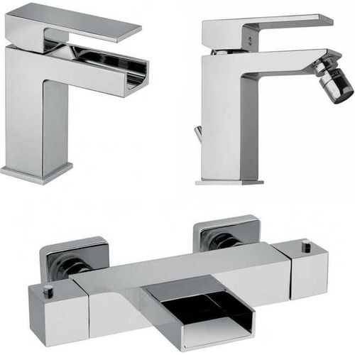 Armaturen mit Thermostatmischer Badewanne, Waschtischmischer, Bidetmischer Chrom-Finish